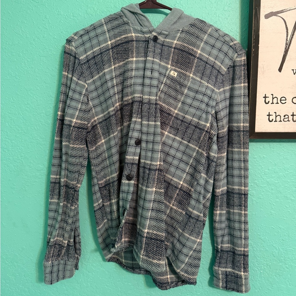Quiksilver Blue and White Checkered Shirt